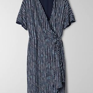 Babaton Aritzia Wallace wrap Indigo glimmer dress S